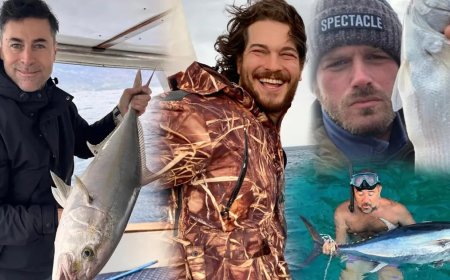 Kıvanç Tatlıtuğ ile Kıvanç Kasabalı balıkta. Deniz tutkusuyla bilinen ünlüler