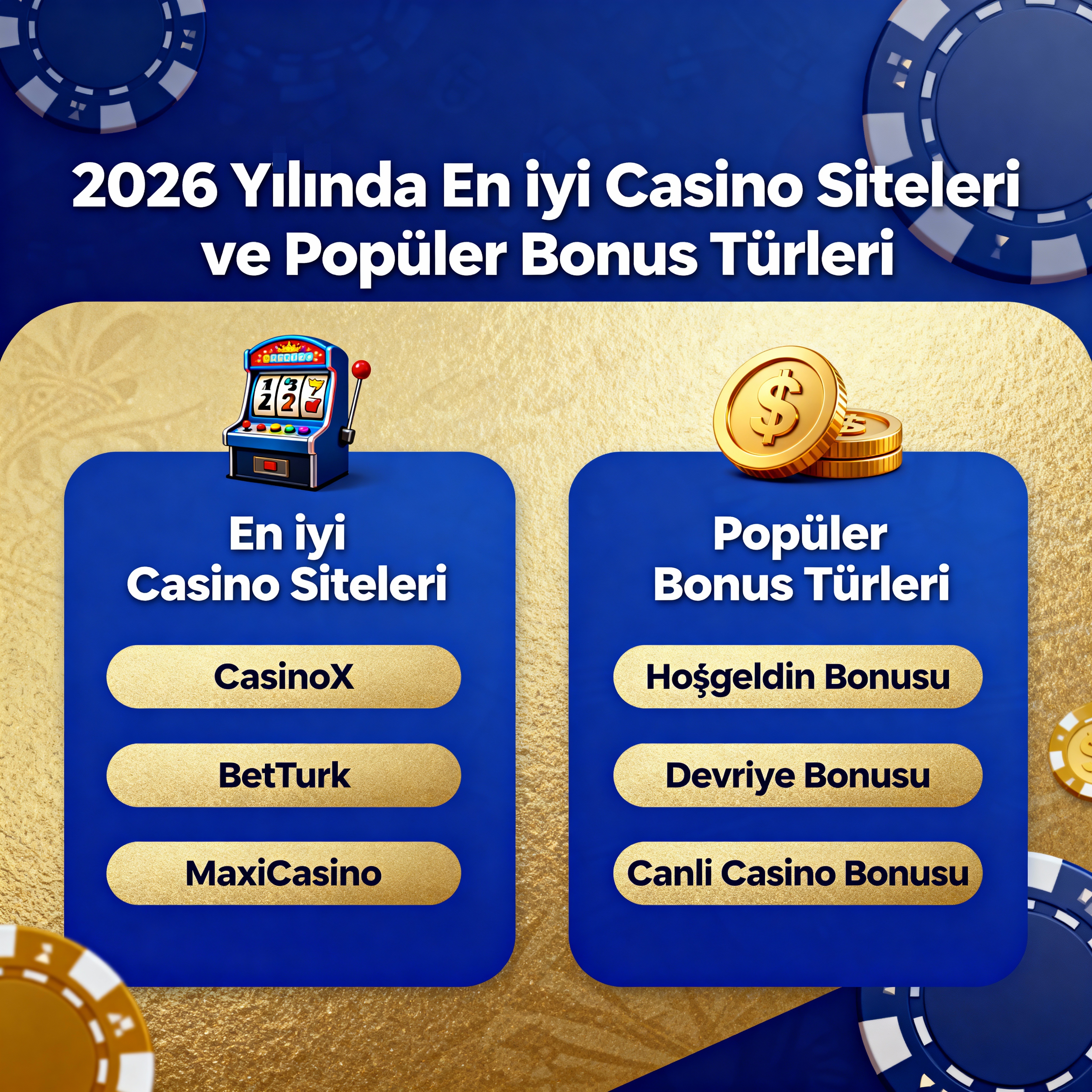 2026 Yılında En İyi Casino Siteleri ve Popüler Bonus Türleri